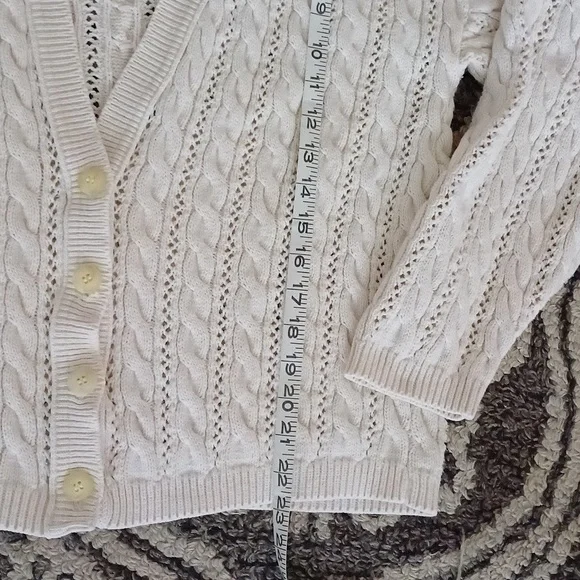 🔥🔥🔥Christie & Jill vintage cableknit V-neck cream cardigan M - Picture 11 of 14